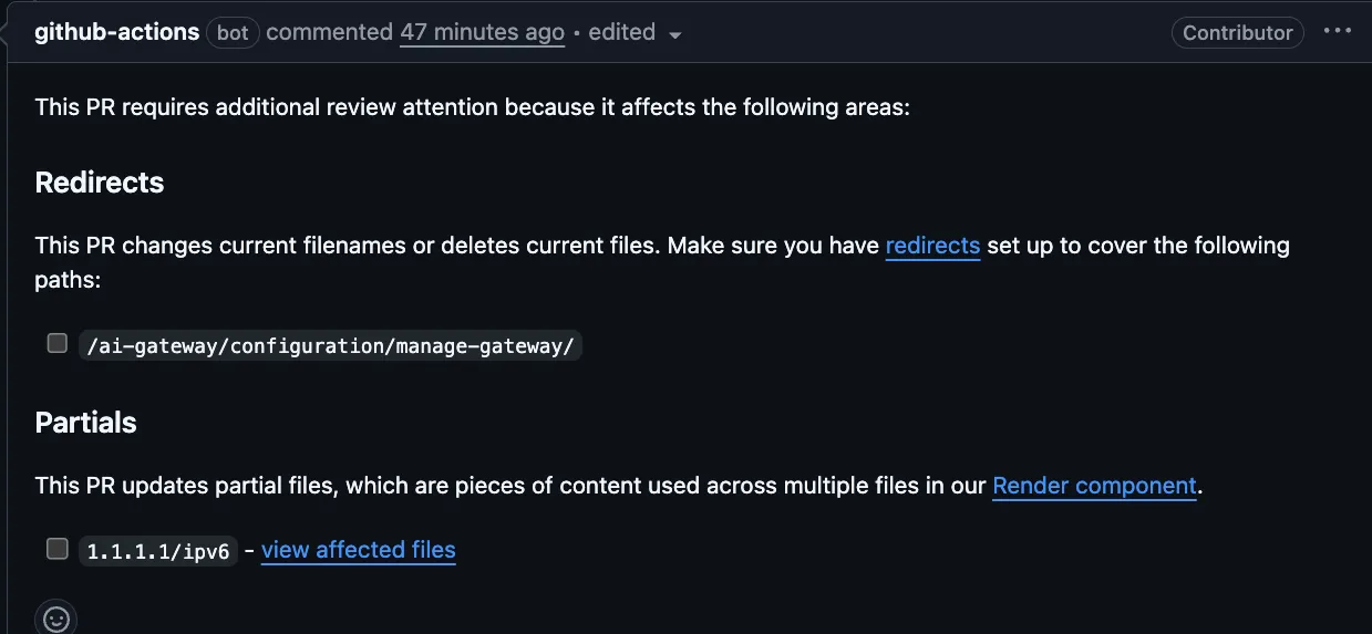 Potential redirects or partials comment